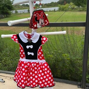 Disney Minnie Mouse 5-6T Toddler Girls Costume Girl Dress up with Minnie purse